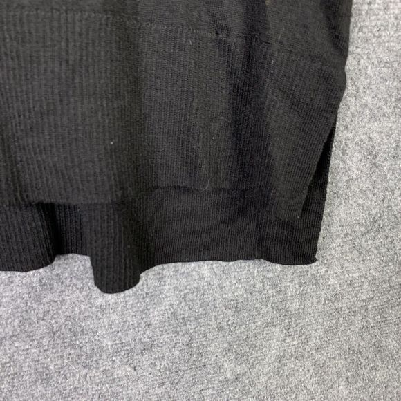 Talbots Merino Wool Black Sweater Women L Petite Mock Neck Slit Hem - Picture 5 of 11